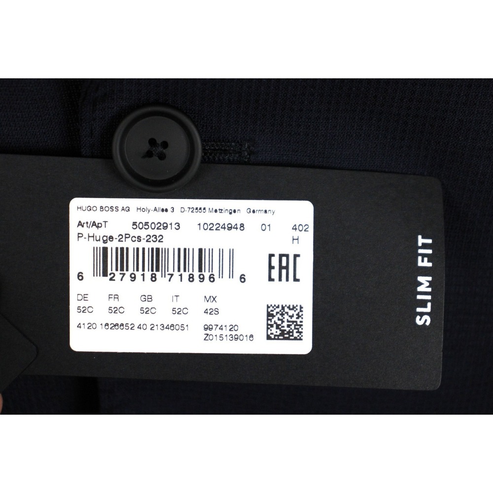 Hugo Boss Huge Performance Suit 42 S Mens Slim Fit Navy Wool Stretch 2 Piece - Picture 6 of 16